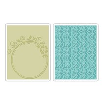 Embossing folders, 2 stuks, met bloemen en rozemarijn Ontwerp