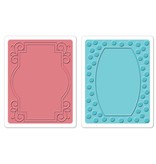 Sizzix Embossing folders, 2 stuks, frame met wervelingen en frames met de punten