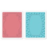 Sizzix Embossing folders, 2 stuks, frame met wervelingen en frames met de punten