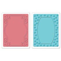 Embossing folders, 2 pieces, frame with swirls and frames with points