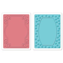 Embossing folders, 2 pieces, frame with swirls and frames with points