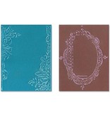 Sizzix Embossing folders, 2 stuks, frame met wervelingen en frames met bloemenmotief
