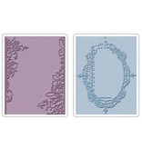 Sizzix Embossing folders, 2 stuks, frame met wervelingen en frames met bloemenmotief