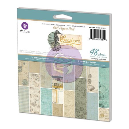 Prima Marketing und Petaloo Designerblock, 15,24 x 15,24cm, "Seashore"