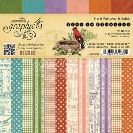 Graphic 45 Designer Block, 15,2 x 15,2 cm, Tid til Flourisch