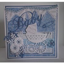 Ponsen en embossing sjabloon: kinderwagen