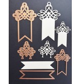 Spellbinders und Rayher Punching and embossing template: Shapeabilities, Swallowtail Tags