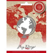 Stempelen en embossing stencil, Amy Design, Maps, Globe