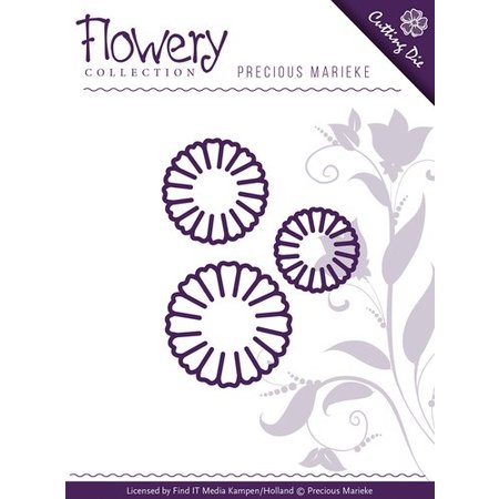 Precious Marieke Stansning og prægning skabelon: 3 daisy blomster