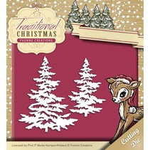 Punching and embossing template: Christmas trees with snow