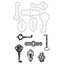 Stempel Schlüssel und Schlüssel Löcher + passende Stanzschablone