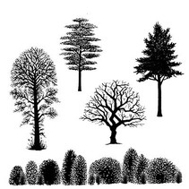 Transparent Stempel: Bäume Landschaft