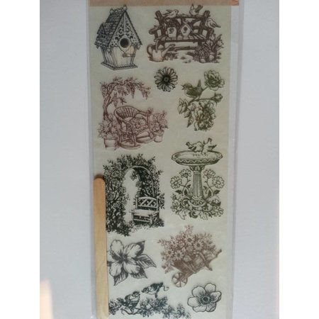 Joy!Crafts und JM Creation Rub em motivos de transferência, design 11 de jardim