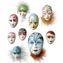 Schimmel: Mini Sieraden Maskers, 4-8cm, zonder versiering, 9 stuks, 130 g materiaal eisen.