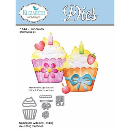 Elisabeth Craft Dies Ponsen en embossing sjabloon: Cupcakes