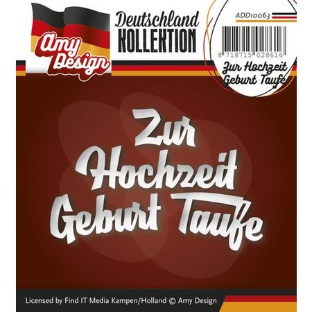 Amy Design Ponsen en embossing sjablonen: Duitse tekst: To Birth Doop Wedding