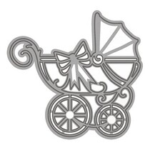 Punching and embossing template: stroller with ribbon