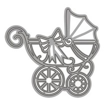 Ponsen en embossing sjabloon: kinderwagen met lint