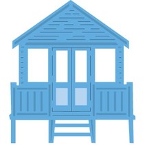 Bokse og preging mal: strandhus