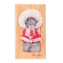 Mig til dig, laset teddy, træ frimærke - Winter Wonderland