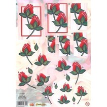 Folhas A4 cortadas: rosas vermelhas