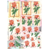 A4 feuilles coupées: roses orange
