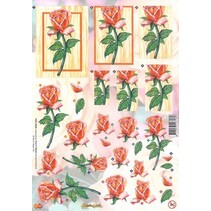 Folhas A4 cortadas: Rosas alaranjadas