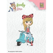 Transparent Stempel: Lena, on scooter