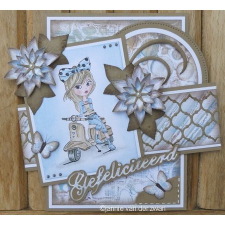 Nellie snellen Transparent stamp: Lena, on scooter