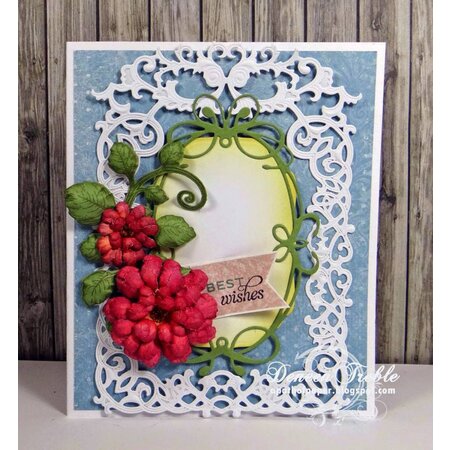 Spellbinders und Rayher Bokse og preging mal: Blomster ramme med hjerte