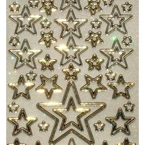 Glitter Ziersticker, 10 x 23cm, stjerner, ulik størrelse.