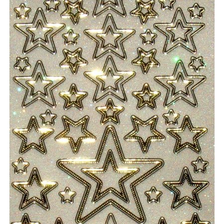 Sticker Glitter decorative embroidery, 10 x 23cm, stars, different size.