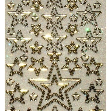 Sticker Glitter Ziersticker, 10 x 23cm, stjerner, ulik størrelse.