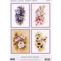 3D Die cut ark + 1 ark baggrund: Blomster