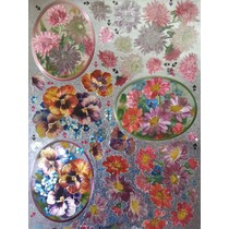 3D Die cut sheets Metallic LOOK: Chryanthemen and violets