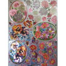 3D Die cut sheets Metallic LOOK: Chryanthemen and violets