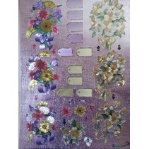 hojas de corte con troquel en 3D de aspecto metálico: Flores