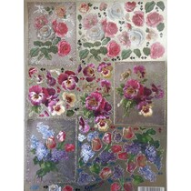 3D Die cut ark Metallic LOOK: roser og tulipaner