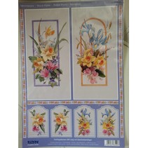 3D Stanzbogen + 1 Hintergrundbogen : Blumen mit Geschenkanhänger