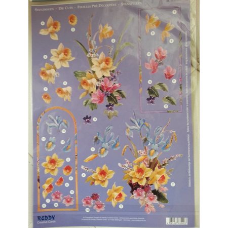 BILDER / PICTURES: Studio Light, Staf Wesenbeek, Willem Haenraets 3D Die vellen + 1 vel achtergrond: bloemen met cadeau-tag