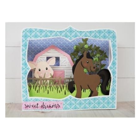 Marianne Design Ponsen en embossing sjabloon: Ponies
