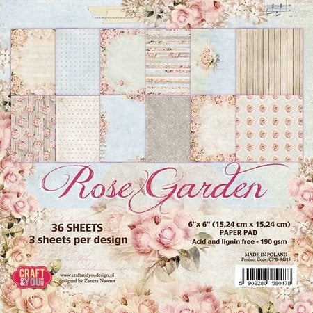 DESIGNER BLÖCKE  / DESIGNER PAPER Designer Block, 30.5 x 30.5cm, "Rose Garden"