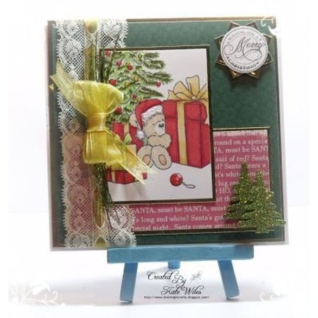 Wild Rose Studio`s Transparent Stempel, Teddy mit Geschenk