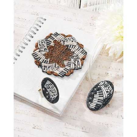 BASTELZUBEHÖR / CRAFT ACCESSORIES tapis de texture, Musique, 90 x 90 mm, 1 pièce