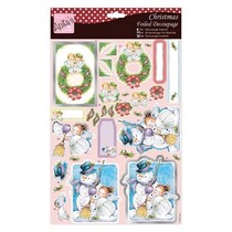 Exclusive 3D Die cut sheets with silver effect, Angels on wreath