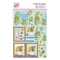 Exclusive 3D Die cut sheets with silver effect, Floral Retreat