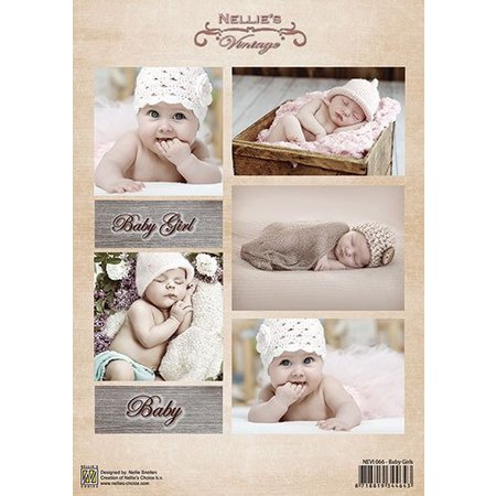 Nellie snellen Decoupage ark vintage, baby jenter