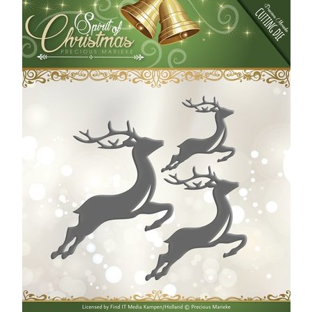 Precious Marieke Punching and embossing template: 3 Reindeers