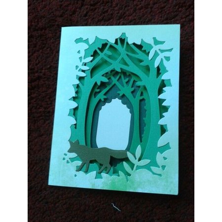 X-Cut / Docrafts Skjæring og preging sjablong for en Shadow Box Card, Forest