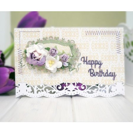 Spellbinders und Rayher Perfuração e Template embossing: Fronteiras intricados